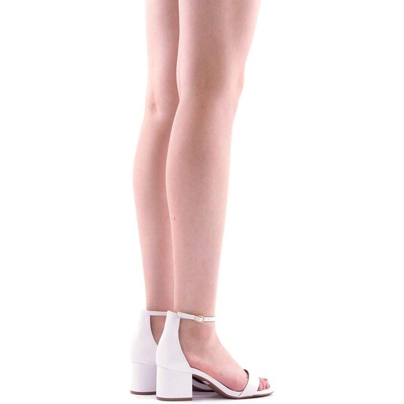 Dream Pairs Women's White/Pu Open Toe Chunky Block Heel Ankle Strap Sandals - Picture 8 of 8